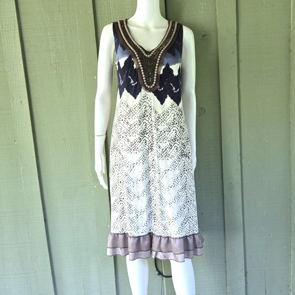 ROBERTO NALDI Italy Beaded Jersey Shift Dress US 8